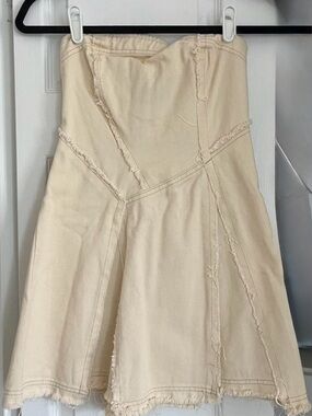 Urban Outfitters Cream denim strapless dress